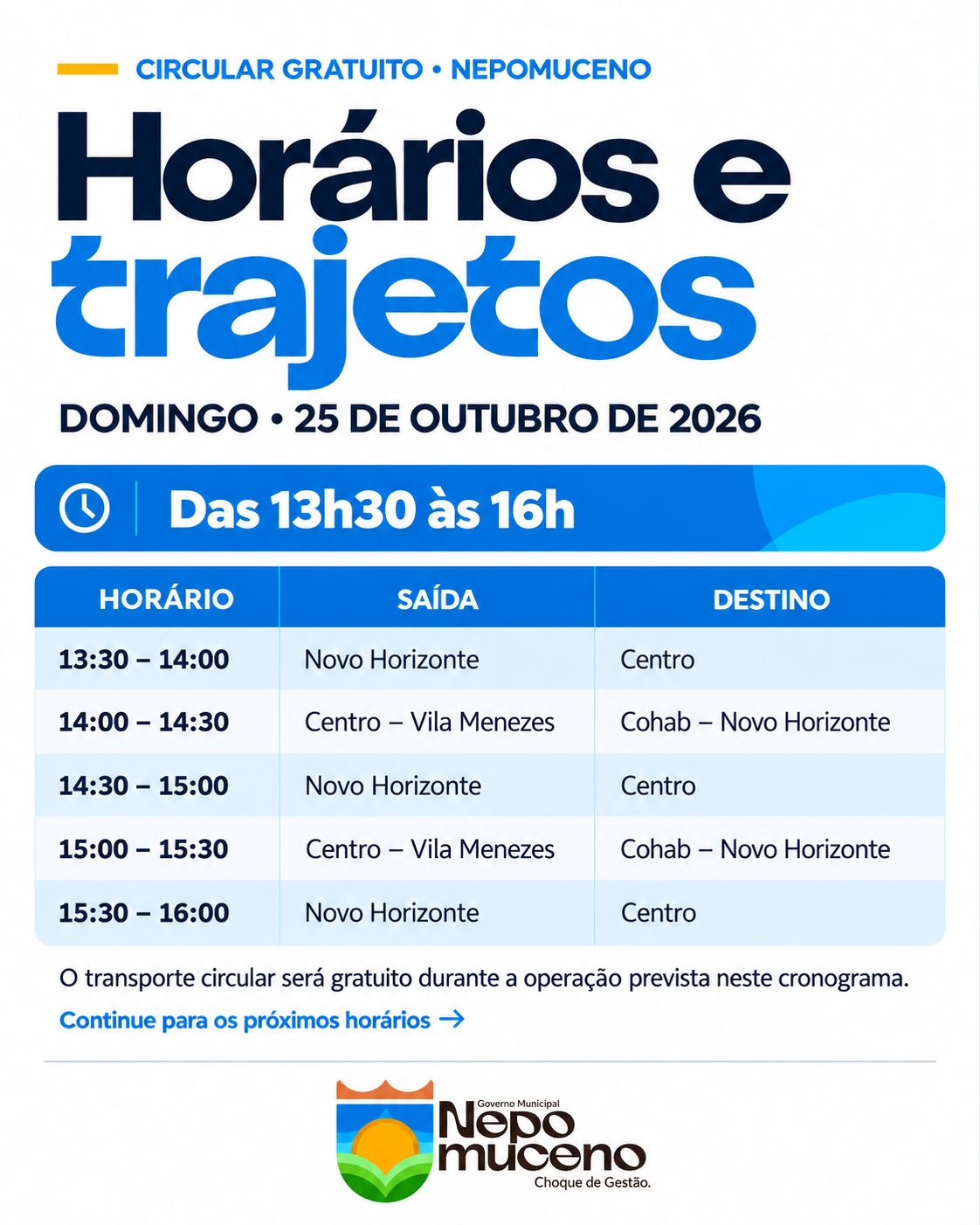 Informações sobre o transporte para o segundo turno