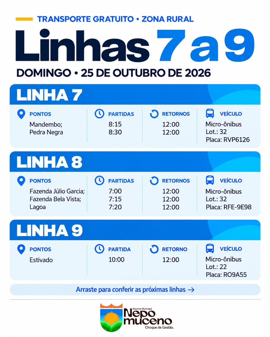 Informações sobre o transporte para o segundo turno