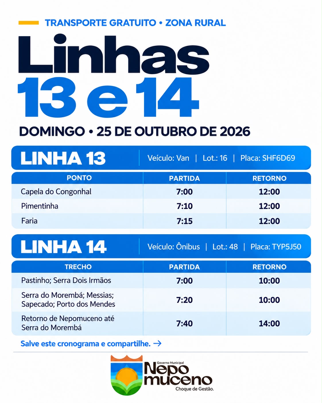 Informações sobre o transporte para o segundo turno